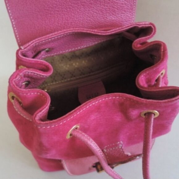 Gucci Suedeleather With Bamboo Top Handle Pink Suede Backpack - Picture 11 of 13